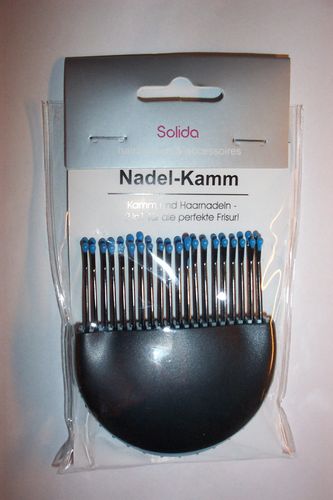 Nadel Kamm -Schwarz, Blau- 2In1 Haarkamm Haarklemmen Solida Hairfashion Schnabel