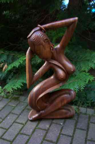 Edle Erotic Frau ca. 80 cm Suar Holz Holzfigur Handarbeit !Kein Versand !