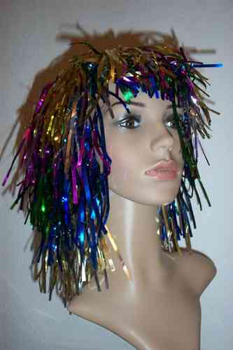 Funny Perücke Lametta Bunt Karneval Silvester ca. 35 cm Solida Bel Hair