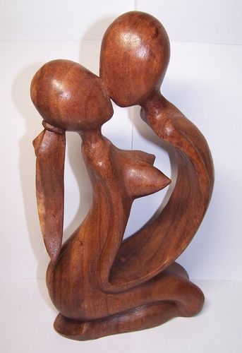 Liebes Paar- Liebespaar Couple Einheit 30 cm Suar Holz Handarbeit Holzfigur Skulptur