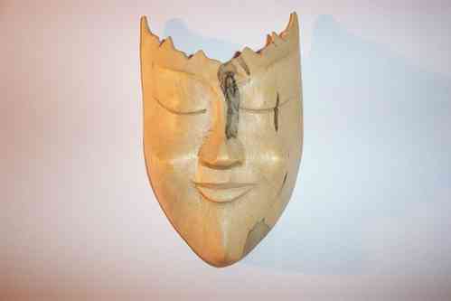 Maske Ausgefallen Lächeln 14cm Jempinis Holz