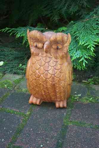 Wunderschöne EULE Owl 25 cm Suar Holz HandarbeitHolzfigur