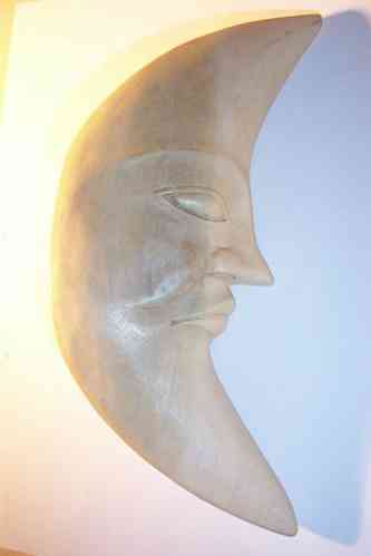 Maske Halbmond traurig 22,5cm Jempinis Holz
