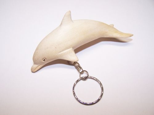 1 Delphin- Schlüsselanhänger Anhänger Holz Delfin Handarbeit Schlüsselring Glück Holzfigur