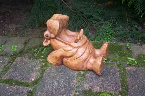 EDLES Flusspferd Nilpferd -HIPPO- Handarbeit Holz Holzfigur