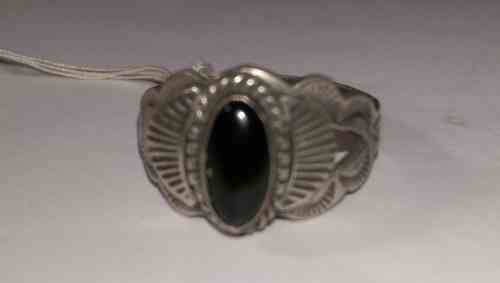 Indianer Schmuck Ring Gr. 19 Sterling Silber ONYX Unikat Fingerring Gothic