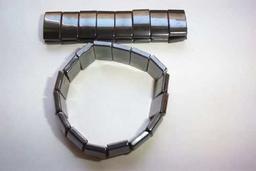 Damen Hämatit Armband -Anthrazit- Breit- Glatt- Metall Magnetarmband Edelstein Armreif