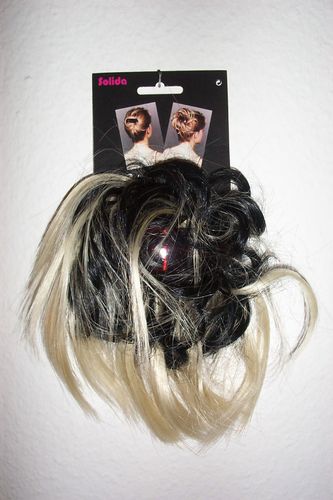 Haarteil -CARRIÈRE- Hellblond- Schwarz- Haarspangen Patentspange SOLIDA Bel Hair