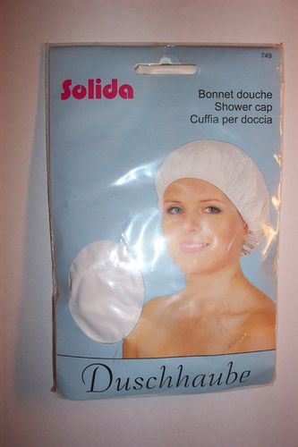 Duschhaube -WEIß Weiss- Haube Duschkappe Haarschutz Badekappe Shower Cap Kunststoff SOLIDA
