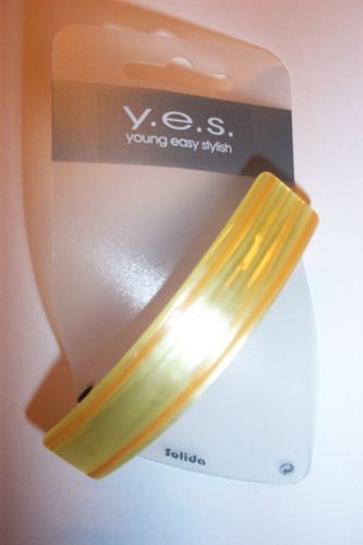 Haarspange -Gelb, Gestreift- Patentspange Haarklammer Haarschmuck SOLIDA Y.E.S 125