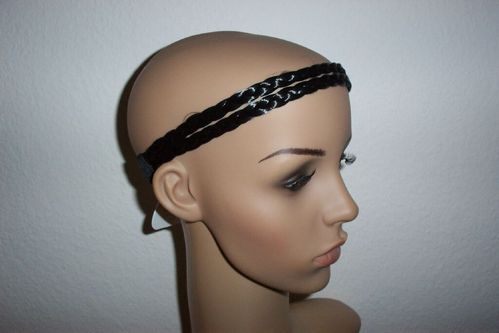 HAARBAND - Schwarz - Geflochten, Zweifach -B-Ware- Haarteil Stirnband Solida Bel Hair