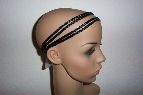 HAARBAND - Schwarz - Geflochten, Vierfach - B-Ware- Haarteil Stirnband Solida Bel Hair