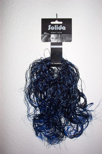 Haargummi -CURLY- Schwarz- Blau- WET LOOK - Zopfgummi Haarteil Perücke Solida Bel Hair