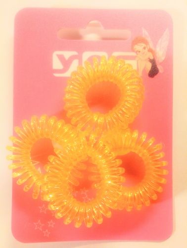 4 Stück Haargummis -Gelb- Telefonkabel Zopfgummi Haarschmuck Spiral SOLIDA Y.E.S.