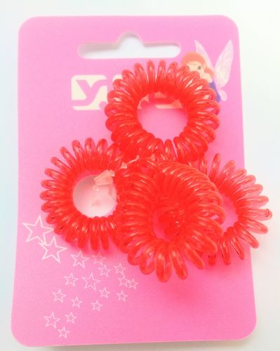 4 Stück Haargummis -Rot- Telefonkabel Zopfgummi Haarschmuck Spiral SOLIDA Y.E.S.
