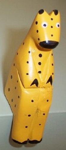 Kantenhocker Primitive - Giraffe - Gelb, Schwarz - ca. 9,5 cm Holz Monitor Handarbeit